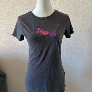Puma Gray Fitted T-Shirt with Pink Graphic